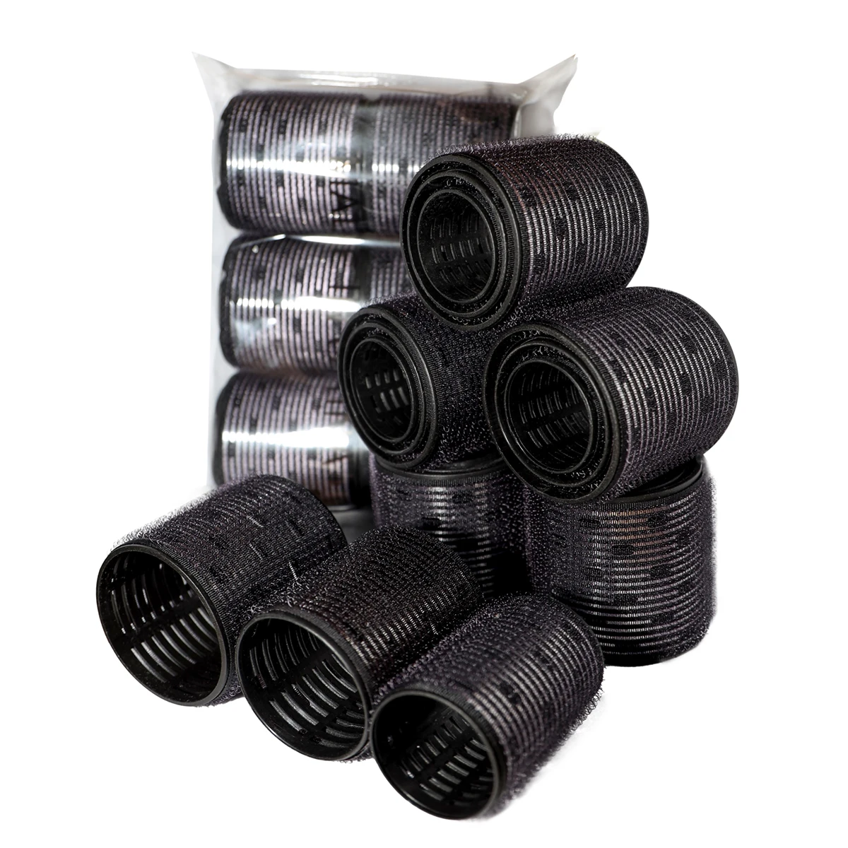 

18 шт., набор очень больших черных бигуди с алюминиевым сердечником, несколько размеров, крючок и петля Jumboo Air Bang Magic Sleep Curl Bar 60 мм 1929