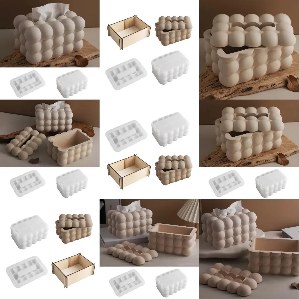  Artistics Silicone Tissue Box Mould Set for Handcraft Epoxy Creation Dry Flower Displays and Gift Packaging