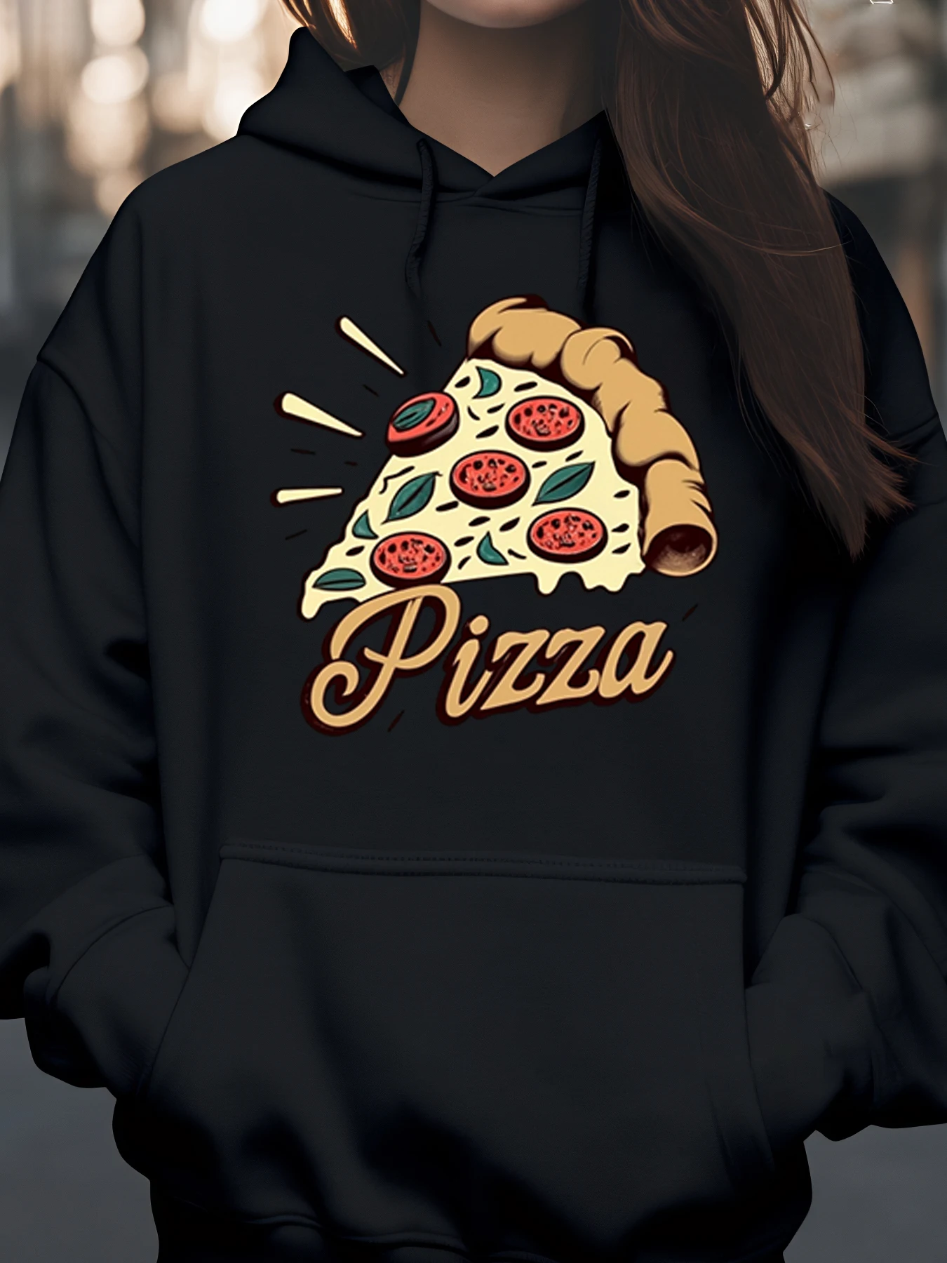 

Толстовка с графическим принтом Pizza Slice для повседневной женской и мужской одежды