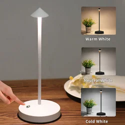 Metal Touch Sensor LED Table Lamp Rechargeable Desk Lamp 3 Color Creative Ambient Light Hotel Bar Bedroom Decoration Night Light