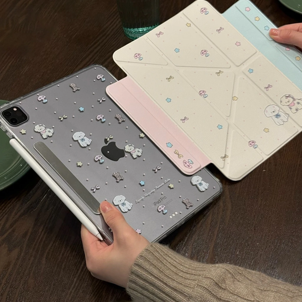 

Cute Cartoon Bowknot Dog Star Tablet Case for iPad Air 11" 13" Pro 12.9" 9.7" 5th 6th 10.2" 7th 8th 9th 10th Air 3 4 5 6 Cover