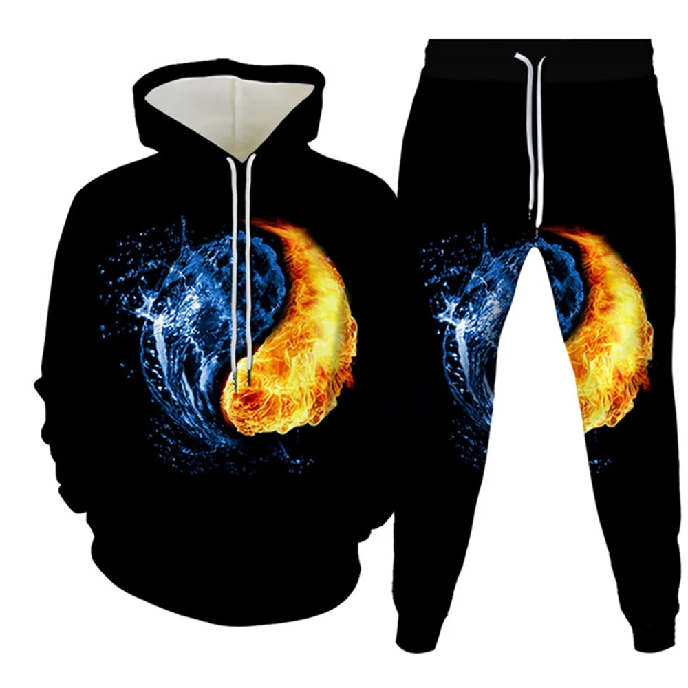 

Men's Phoenix And Taiji Element 3D Print O-Neck Tracksuit Sets Casual Hoodie And Pants 2pcs Sets Oversized Pullover Men Clothing