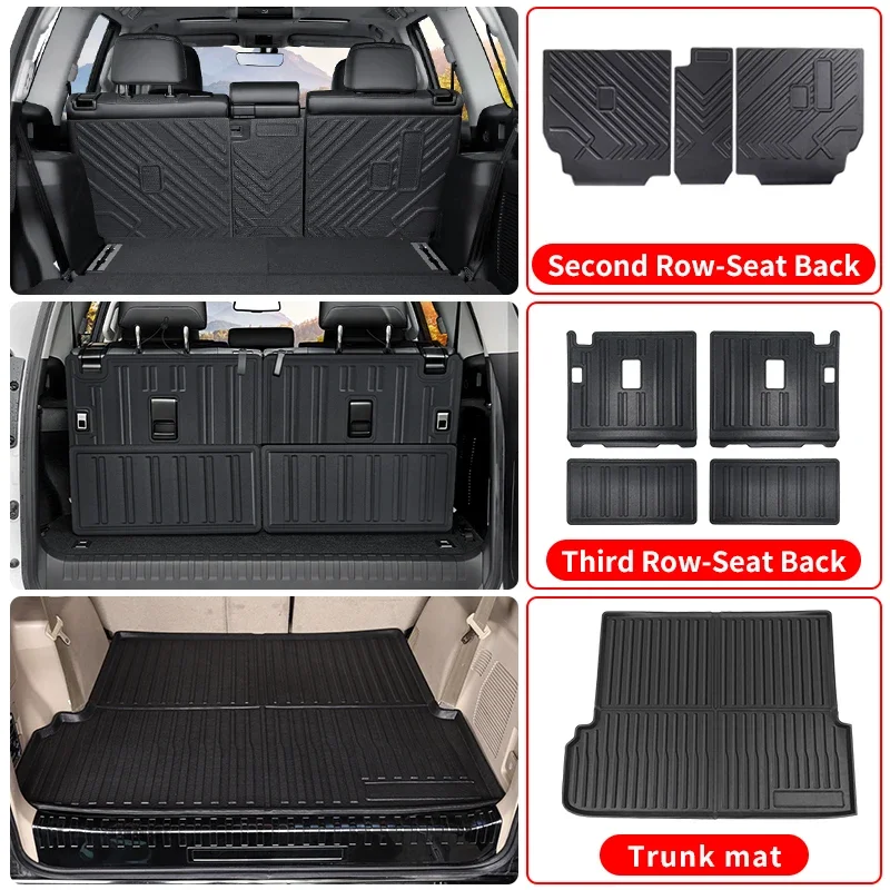 For Land Cruiser Prado LC 150 2010-2023 J150 All-inclusive Trunk Mat Interior Upgrade Accessories TPE Seat back Pad Waterproof