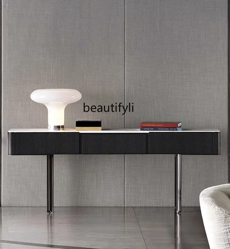طاولات وحدة التحكم الإيطالية لغرفة المعيشة الاسكندنافية ما بعد الحداثة وخزانة مدخل رخامية فاخرة وبسيطة وخفيفة