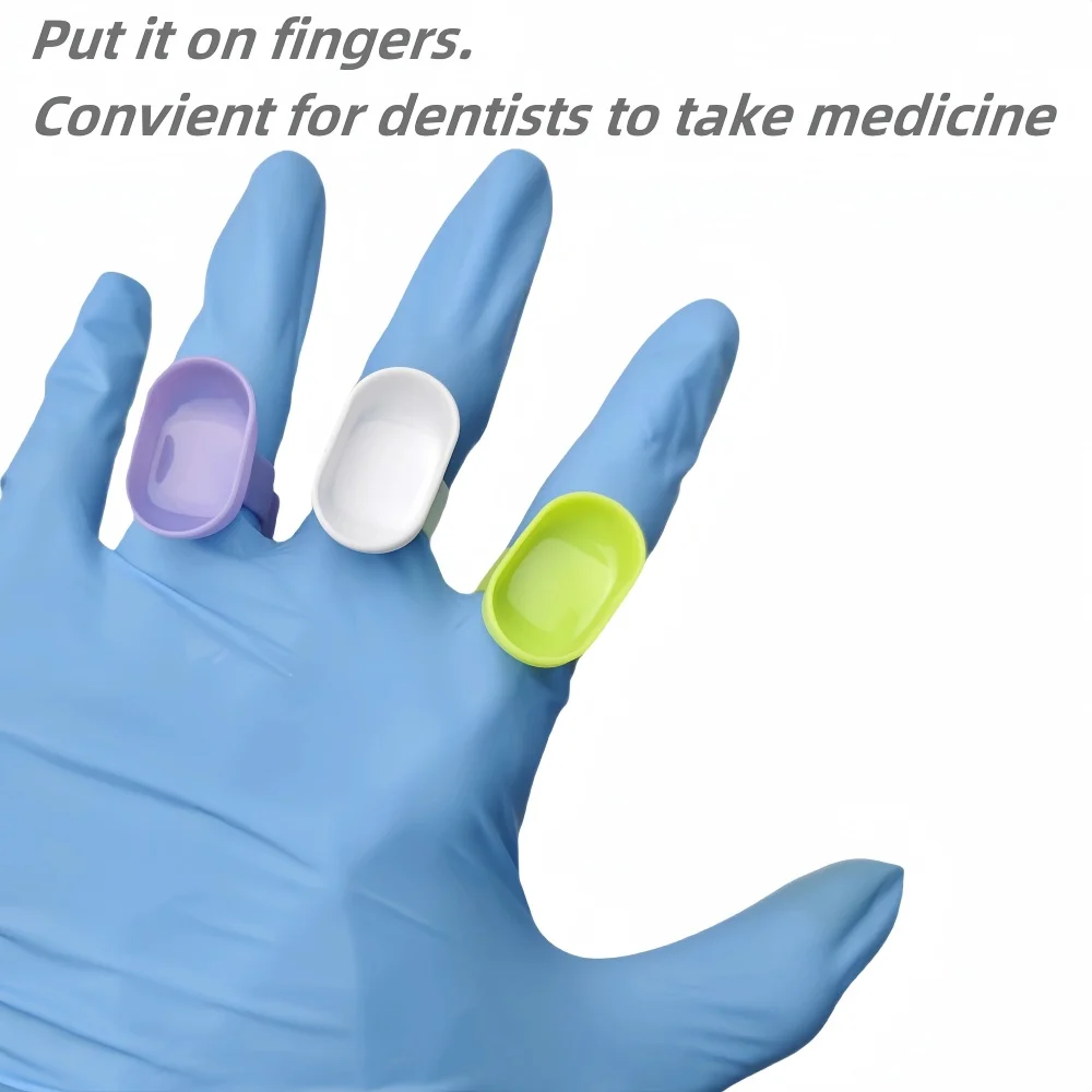 Dental Mixing Finger Ring Bowl Cup Holder Dappen Dish Prophy Paste Rings Plastic Silicone Dentistry Medicine Handy Dentist 100PC