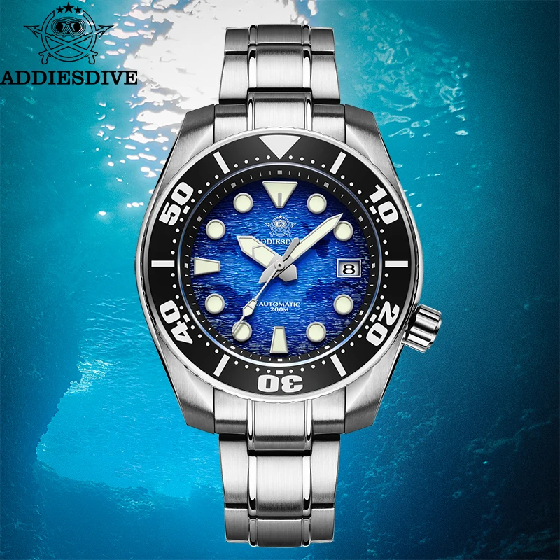 

ADDIESDIVE Fashion Automatic Mechanical Watches For Men Stainless Steel Wristwatch Waterproof 20Bar Luminous Man Luxurious Watch