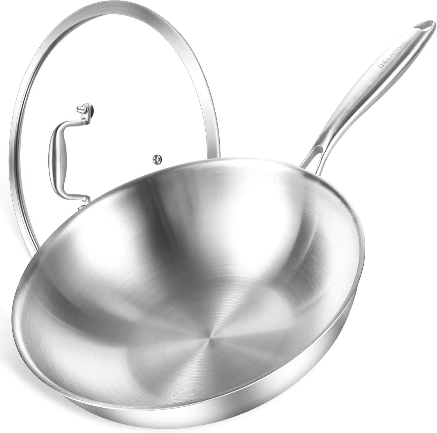 

Woks & Stir-Fry Pans, 13 in Stainless Steel Pan with Lid, Large Cooking Surface, Tri-Ply Stainless Steel Wok Pan,High Si