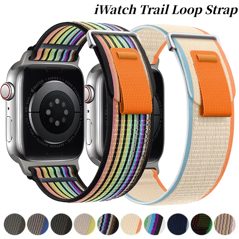 Trail Loop Strap For Apple Watch Ultra 2 49mm Series 10 9 8 7 46mm 45mm 41mm 42mm Sports Nylon Wristband iWatch 6 5 4 SE 44/40mm