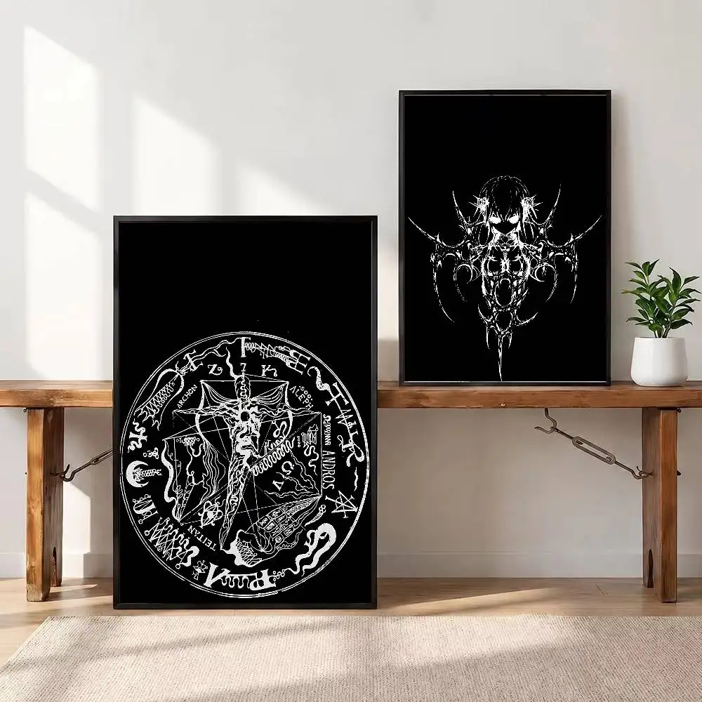 Gothic Cyber Sigil Cross Eyes Poster HD Print Home Decor Wall Art Mural Room Bar Decoration