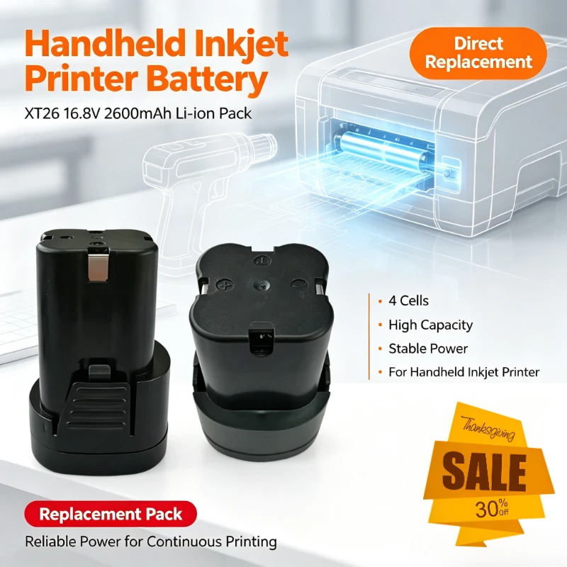 XT26 16.8V 2600mAh Lithium Battery Pack  4 Cells for Handheld Inkjet Printer