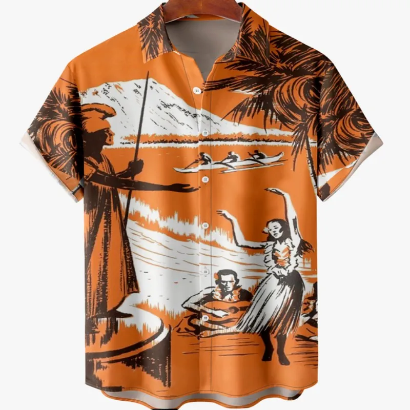 3D Vintage Men's Luxury Beach Short Sleeve Fashion Camisa Male Floral Shirt for Men Casual Fitness Clothing Design Print Summer