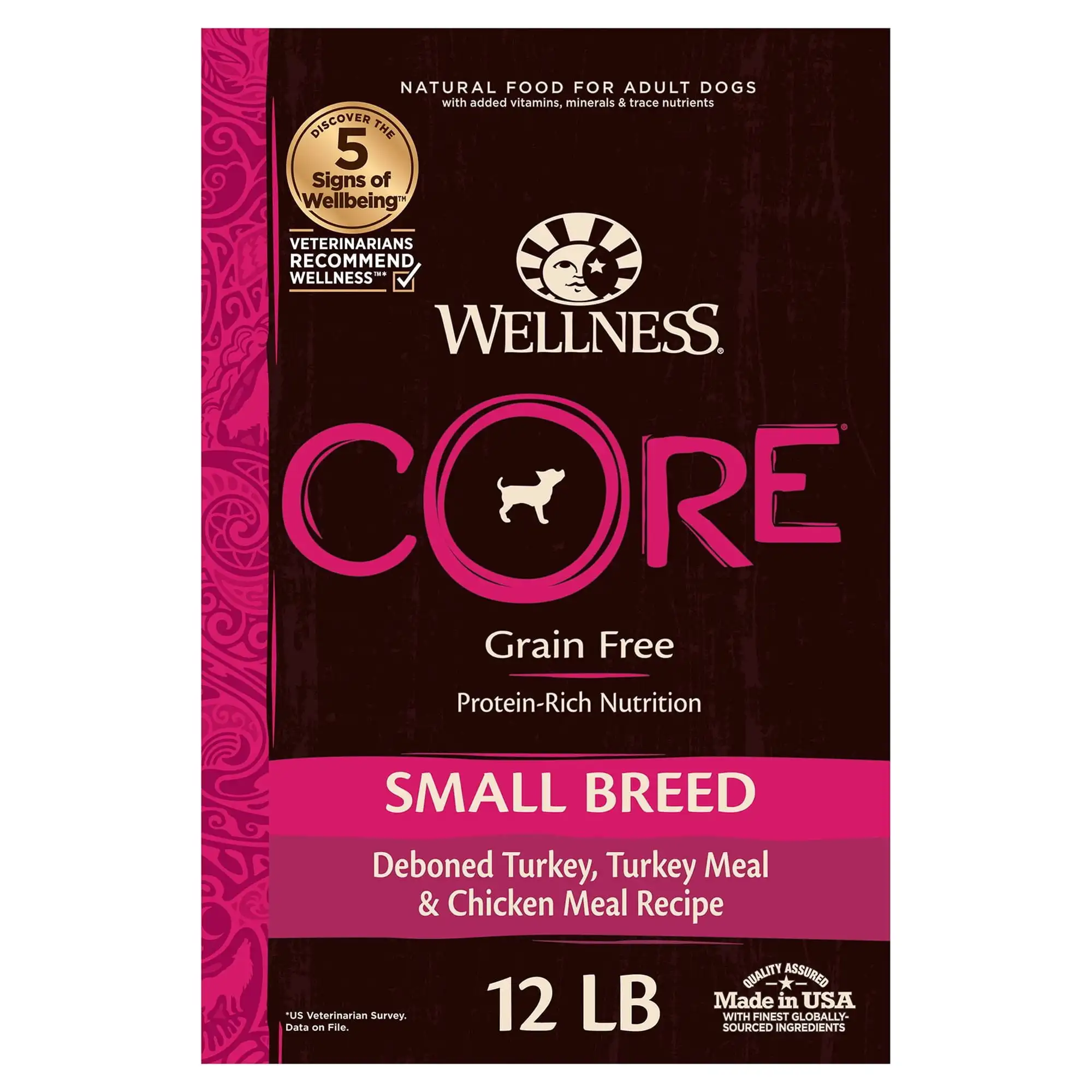 

Wellness Core Natural Grain Free Dry Dog Food, Small Breed Turkey & Chicken, 12-Pound Bag