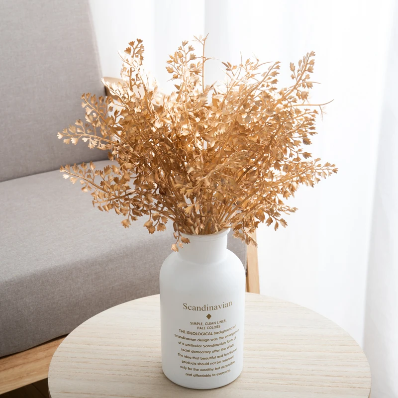 Künstliche Pflanzen Gold Fake Blumen Kunststoff Gras Hochzeit Arrangement Blätter Herbst Home Party Supplies Weihnachten Neujahr Dekor – Detail 3