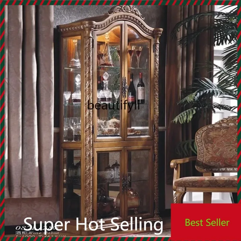 M71 European-Style Jewelry Display Cabinet Household Two-Door Glass Wine Cabinet Double-Door Storage Curio Cabinet