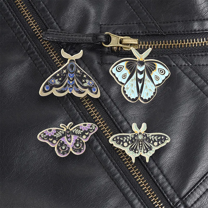 Gothic Moth with Magic Eye Enamel Pin Celestial Floral Motif for Occult Lovers and Witchy Wardrobe Casual Outfit Accessory