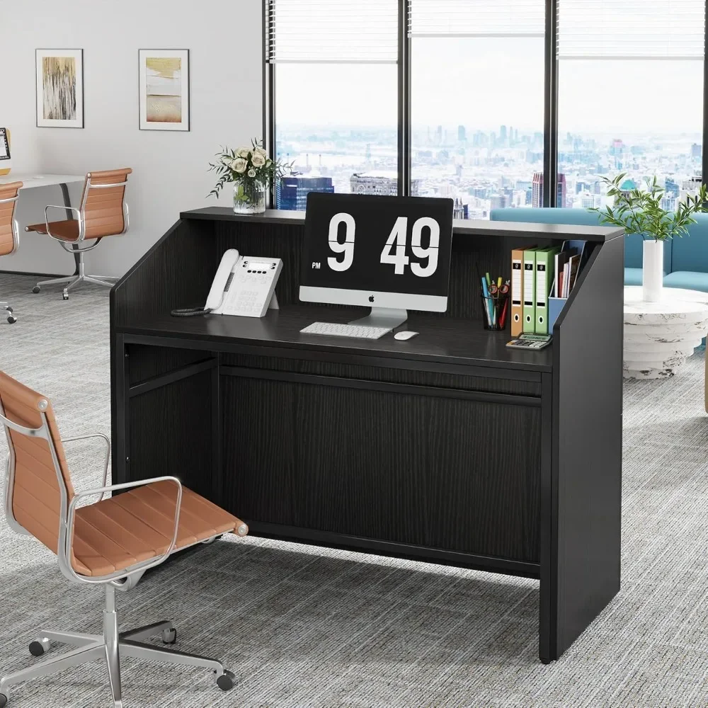 

Reception Desk, 47 inch Retail Counter w/Cable Grommet&Counter, for Lobby, Beauty Salon, Home Office Desk, Reception Desks