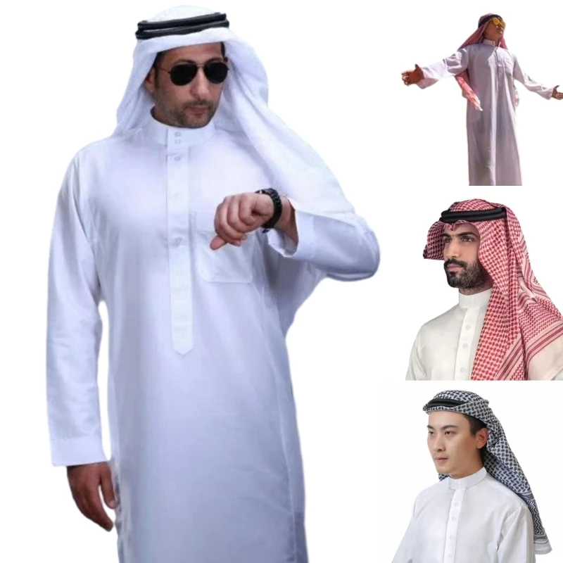 Islamic Clothing Muslims Dubai Arabic Kaftan Robe Dress with Muslims Headwear