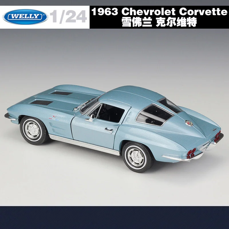 WELLY 1:24 1963 Chevrolet Corvette Alloy Model Sports  Car Diecast Metal Classic Car Vehicles Model High Simulation Kids Toy