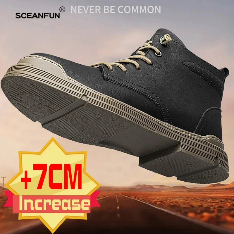 Breathable Shoes Men Lace-Up Sneakers Warm Snow Boots High Flat Casual Cotton Boots Tooling Outdoor Skateboard