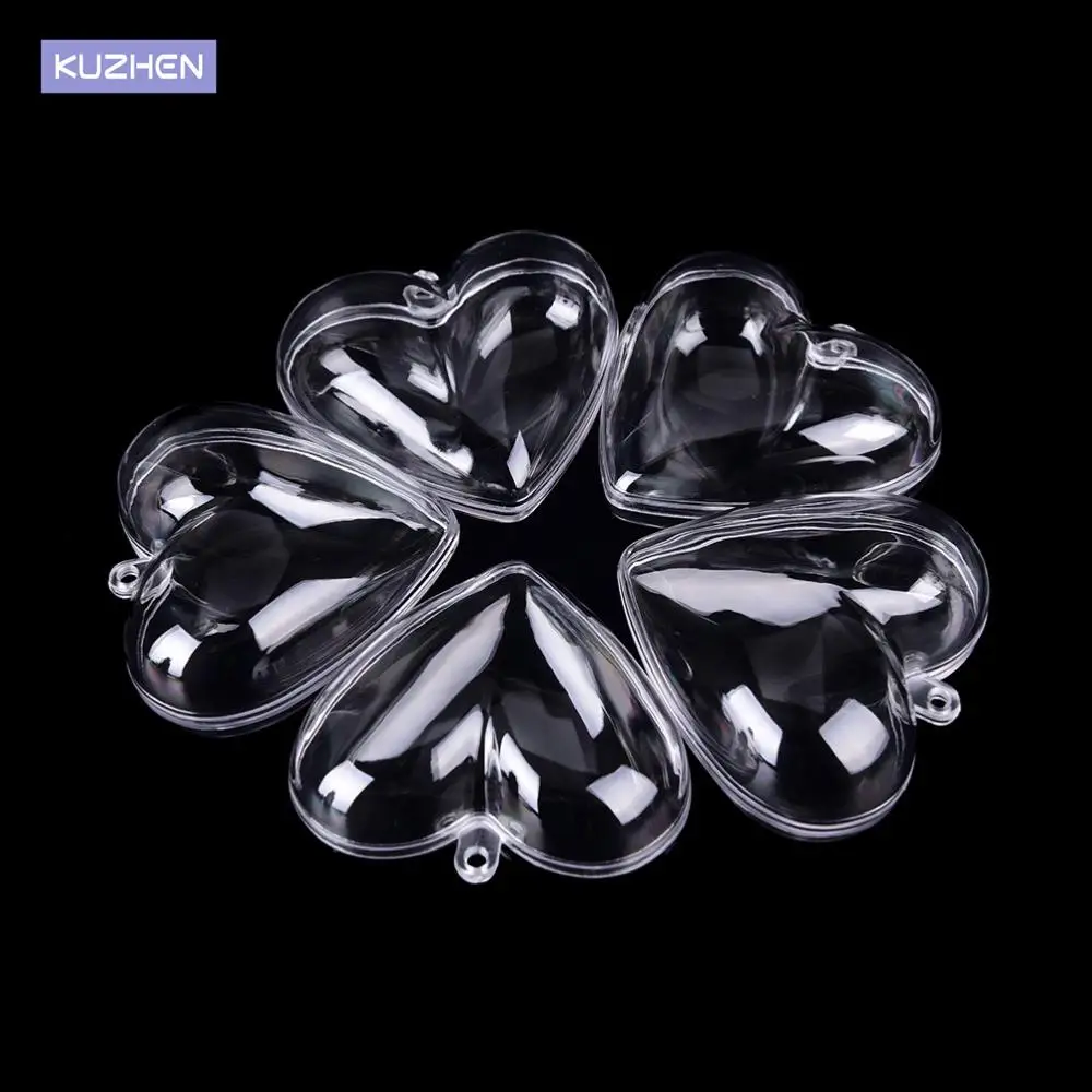 NEW 1set/2pcs 65/80mm Heart Shape DIY clear plastic bath bomb mould acrylic mold