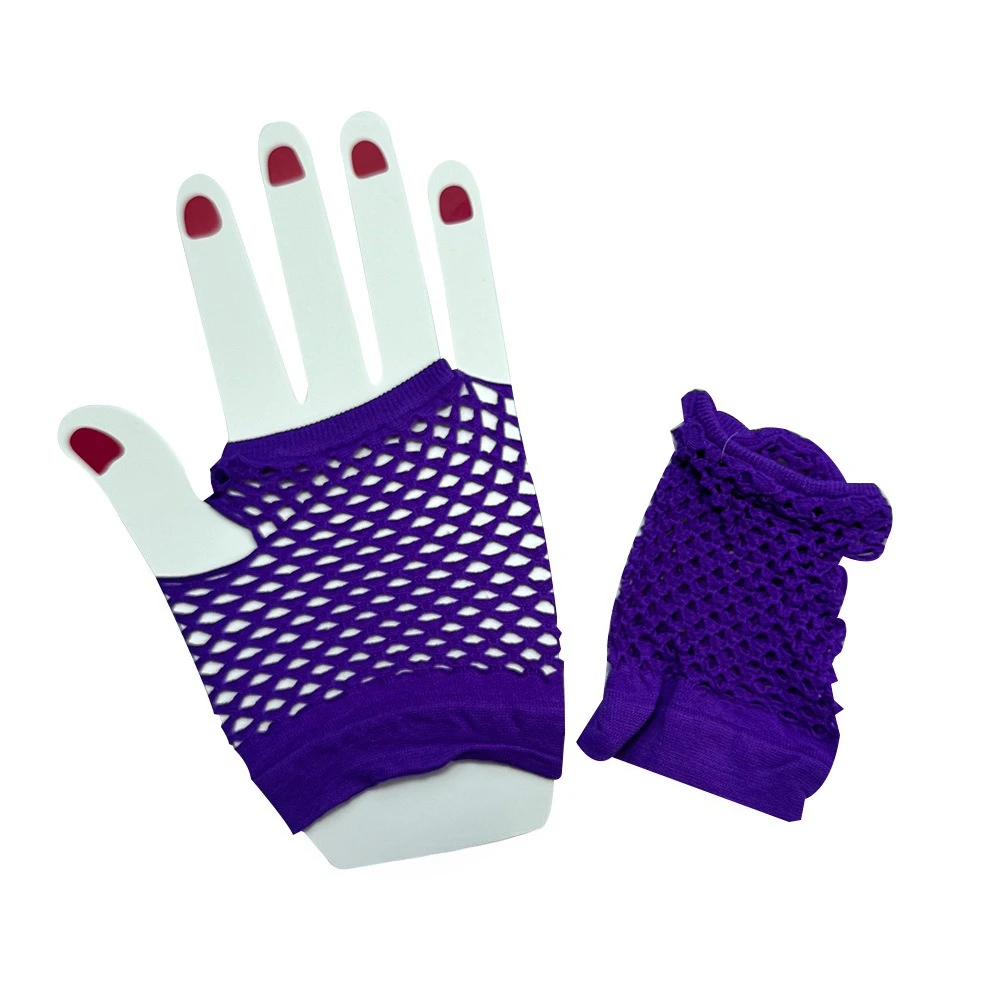 Short Fishnet Gloves Mesh Stage Performance Nightclub Multicolor Grid Gloves Costume Etiquette Accessories