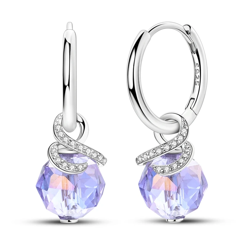 

925 Sterling Silver Earrings Women Purple Drop Earring For Anniversary Wedding Jewelry Gifts