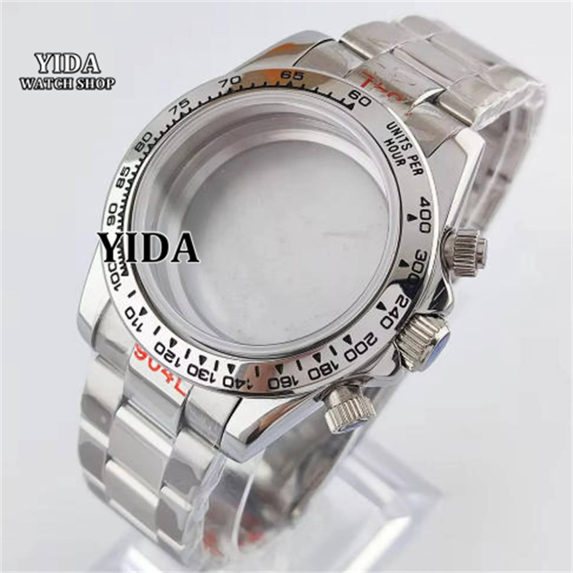 VK63 Chronograph Case Stainless Steel Strap 10ATM Waterproof Sapphire Glass fit VK63 Quartz Movement 39mm Watch case Accessories
