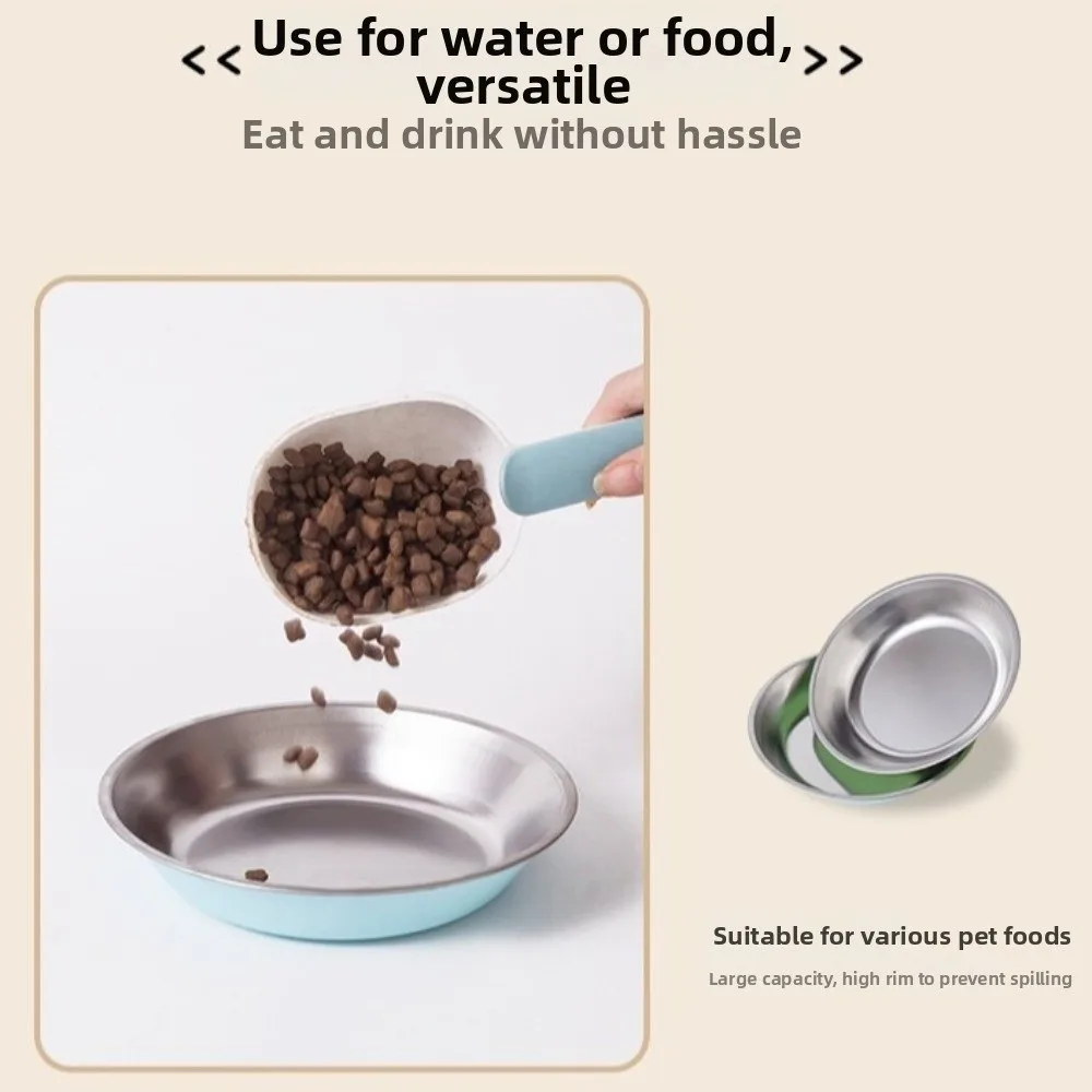 Wide Mouth Stainless Steel Dog Bowl Non-slip Anti-Tip Cats Water Feeder Stackable Silicone Base Cat Food Bowls
