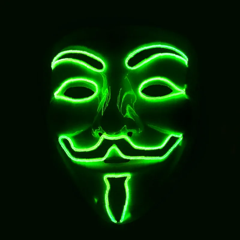 Led Hacker Mask V Vendetta M ask Adults Luminous Led Light Up Mas k For Party Costume Accessories Props Halloween Mask
