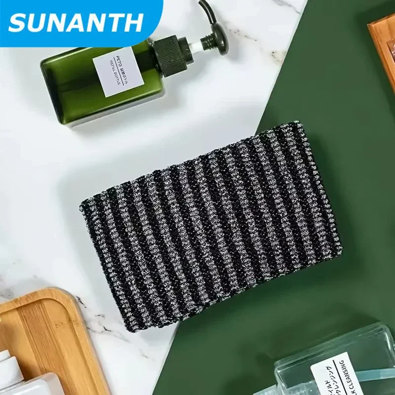 ผ้าเช็ดตัวโฟมพร้อมแปรงขัดหลังแถบยาวที่แข็งแกร่งสําหรับผู้ชายและผู้หญิงเครื่องมือในครัวเรือนเพื่อขจัดผิวที่ตายแล้ว