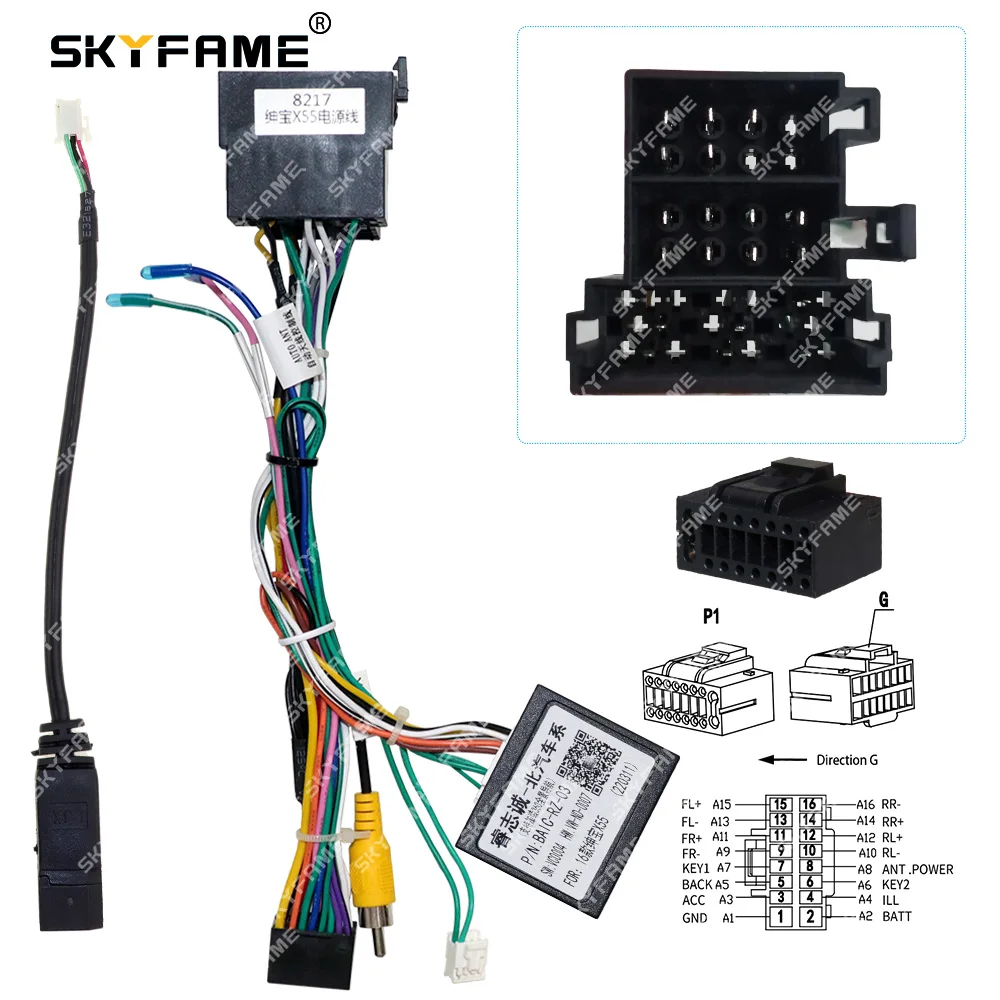 

SKYFAME Car 16pin Wiring Harness Adapter Canbus Box Decoder Android Radio Power Cable For Beiqi Baic Senova X55 BAIC-RZ-03