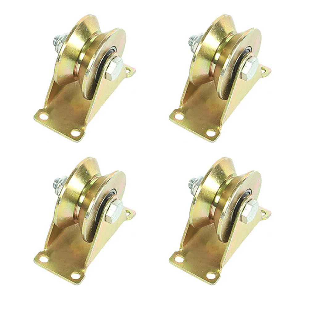 4PCS Pulley Steel Cable Pulley V Trough Lifting Wheel For Ropes 1-8mm Cable Pulley With 2 Ball Bearings Heavy Duty Wheel