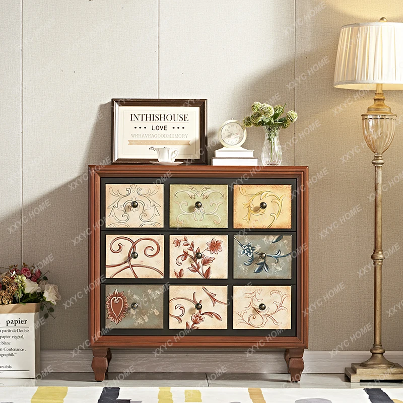 chest solid wood drawer storage storage living room painted partition cabinet
