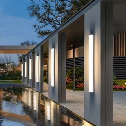 Stainless steel waterproof LED long wall lamp modern IP65 outdoor lighting Garden Villa balcony lamp decoration 110V 220V