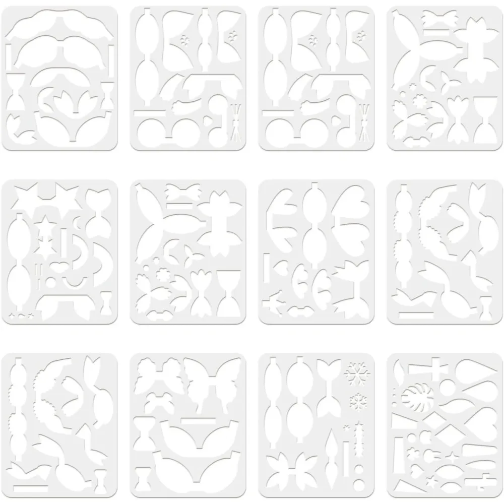 12 set di fiocchi di plastica modello per la creazione di cravatte, stampi per orecchini Stencil 9.8x7.8 pollici corone di orecchie di gatto Little