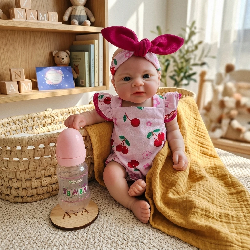 13 Inch 3D Painted Lifelike Reborn Baby Doll Cute Awake Newborn Baby Doll For Birthday Gifts
