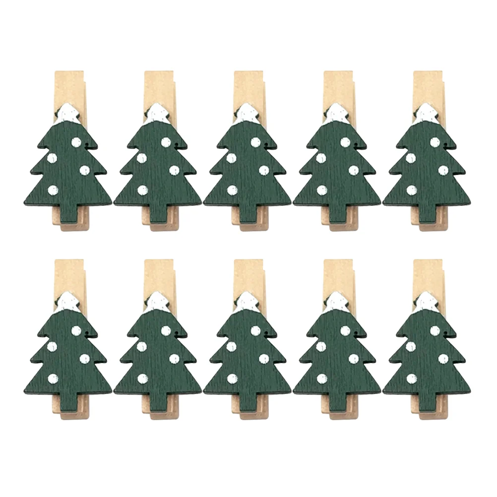 25pcs 35cm Wooden Photo Clips Christmas Shape Mini Eco-friendly Photo Clamp for Home (Army Green) Photo Pegs