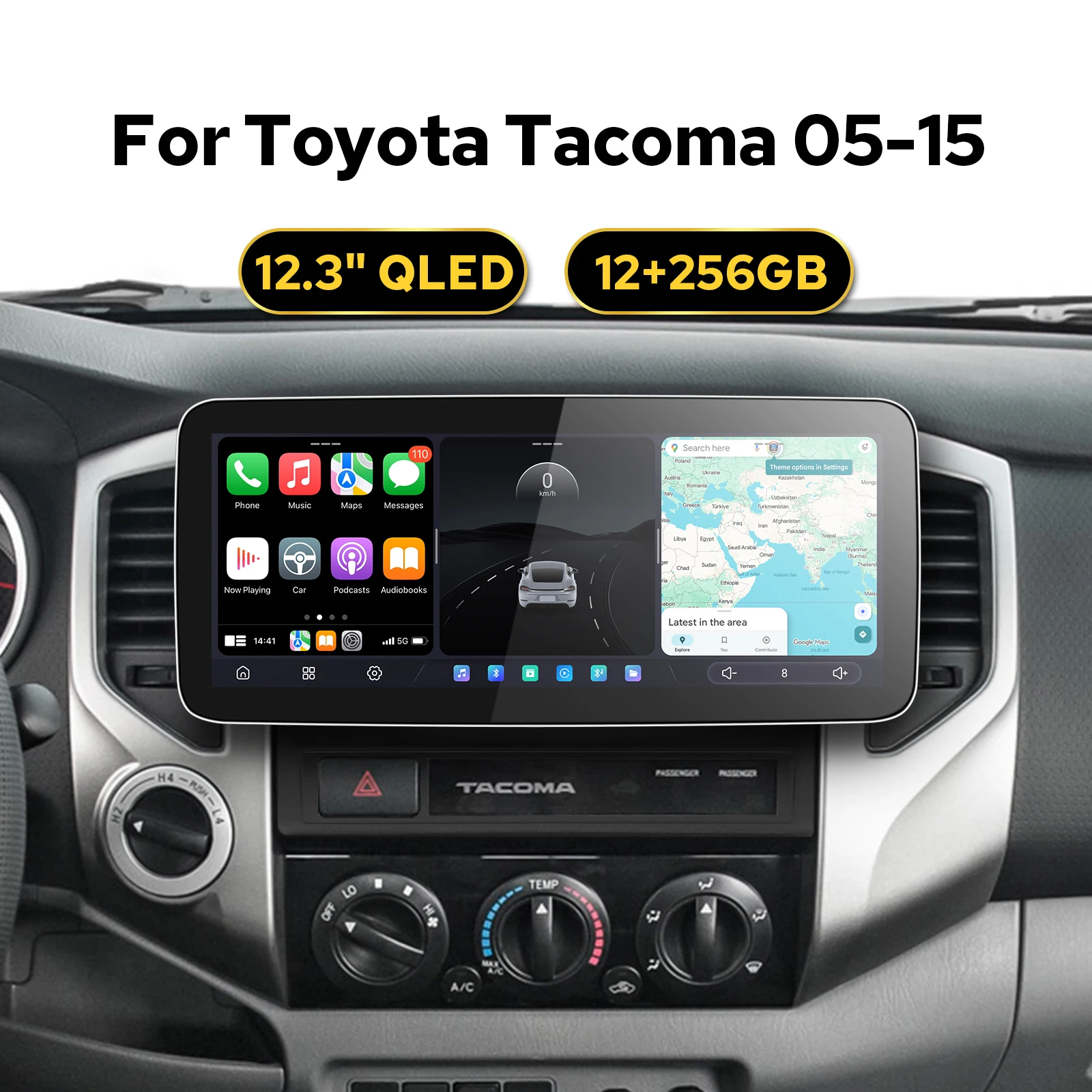 JOYING Android Car Stereo for Toyota Tacoma 2005-2015 12GB+256GB Wireless CarPlay Android Auto 12.3