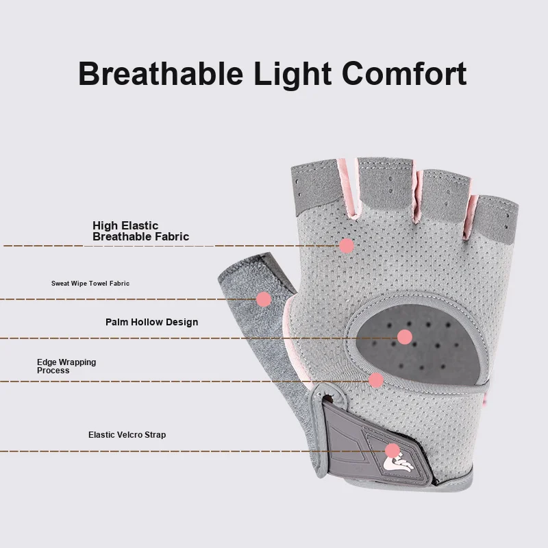Half Finger Sports Gloves Non Slip Abrasion Resistant Shock Absorbing Thin Breathable for Cycling Fitness Mountaineering