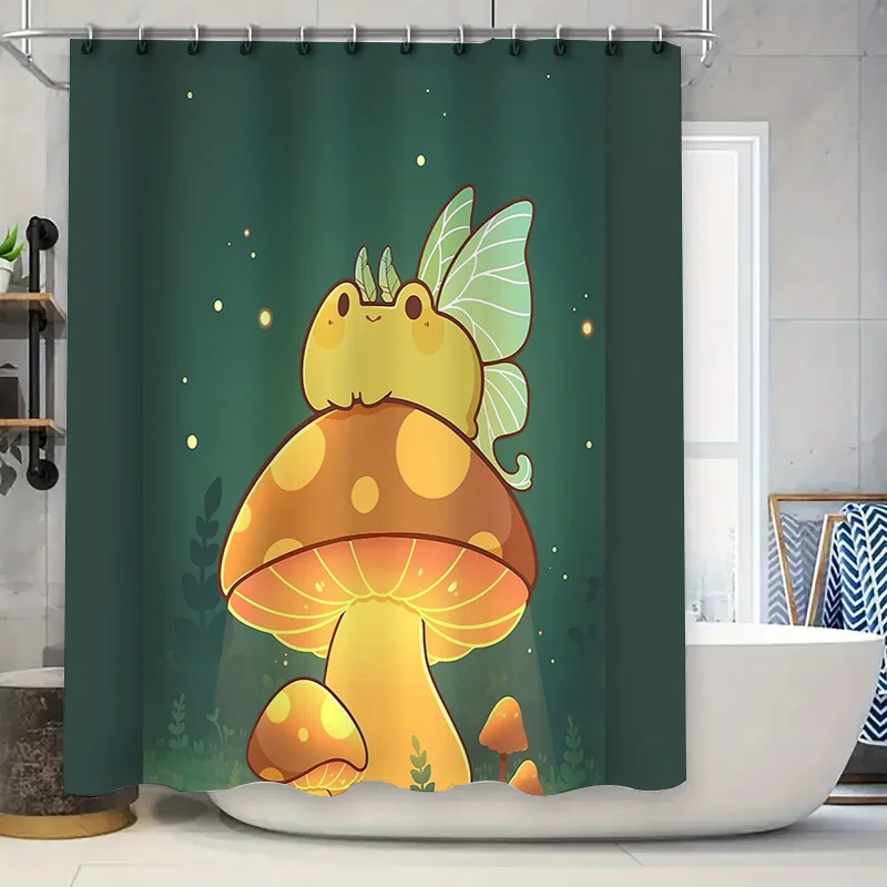 

Cute Mushroom Fairy Shower Curtain Forest Woodland Bathroom Decor Nature Fantasy Art Panel Set