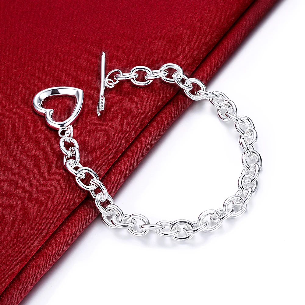 Pretty 925 Sterling Silver Heart/Arrow Bracelet Women Valentine's Day Jewelry Accessories For Brides Wedding Party Fine Gifts