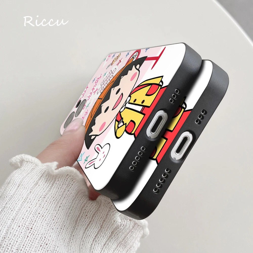 Lindo Anime Chibi Maruko chan funda de teléfono 14 11 12 Pro 8 7 14 Plus SE 2020 X Pro 14 MAX 13 MINI XR XS suave 14 13 pro fundas de teléfono