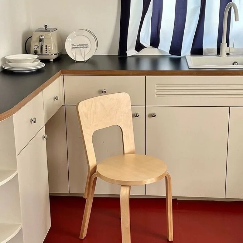 Nordic Beech Solid Wood Plywood Dining Stackable Vintage Curved Backrest Swiss Chair