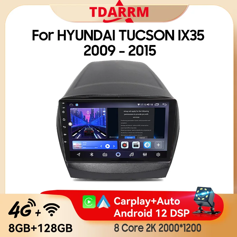 

Android13 Car Autoradio For HYUNDAI TUCSON IX35 2009-2015 4G Wireless Navigation GPS Voice CarPlay Multimedia Stero Video Player