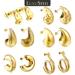 LUXUSTEEL Minimalism Stainless Steel Unusual Geometric Earrings for Women Statement Drop Earring Waterproof Party Daily Jewelry