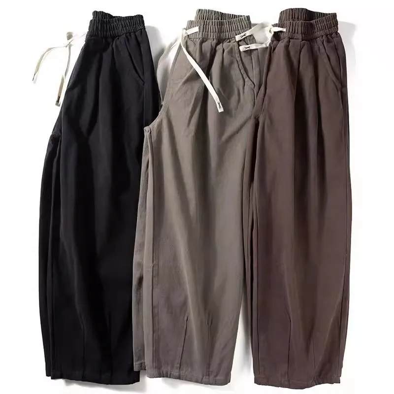 

Loose Wide Leg Casual Pants Men's plus Size 300 Pou Simple Sle Autumn Winter Heavyweight Ins Japanese Retro Loose Long T...