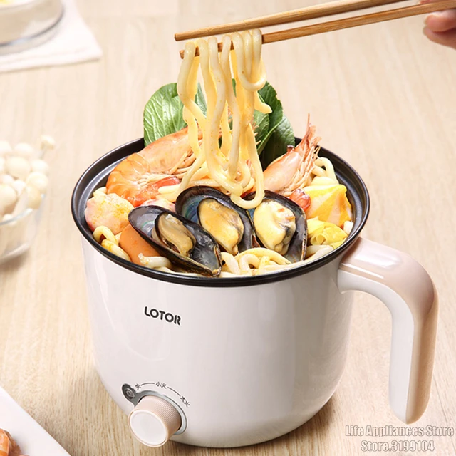 LOTOR 1.3L Electric Multi Cooker 600W Heating Pan Household Cooking Pot Hotpot Noodles Eggs Soup With Steamer Rice Cooker Stove AliExpress
