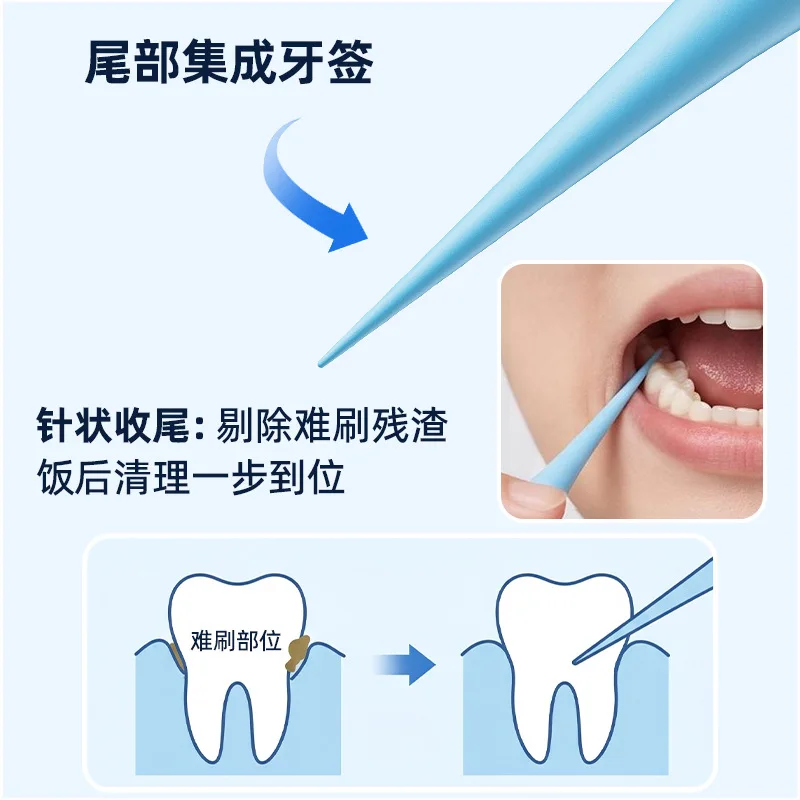Toothbrush tongue coating toothpick three-in-one oral cleaning care small head soft bristles portable independent packaging