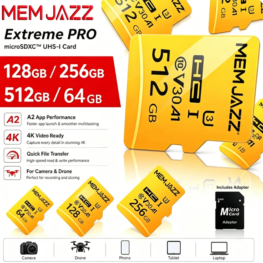 Original Micro TF SD 4K Ultra HD U3 V30 64GB 128GB 256GB Memory Card SD Card  High Speed Hot Sale For Drone Action Camera 4K