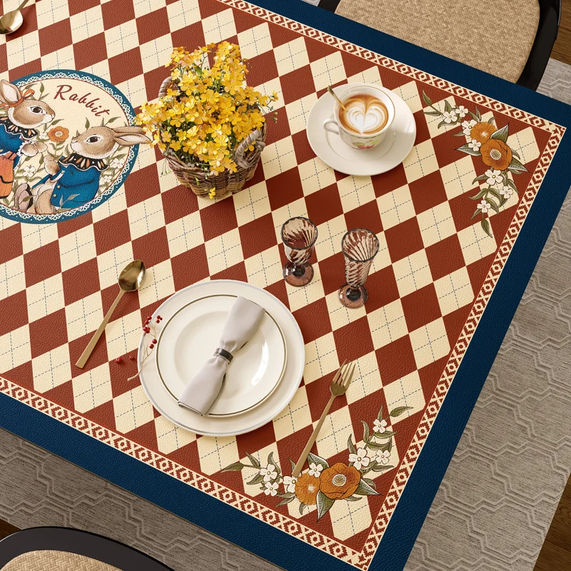 American Light Luxury Rectangular Leather Dining Table Mat Fashion Table Decoration And Accessories Waterproof Non-Slip No-Clean
